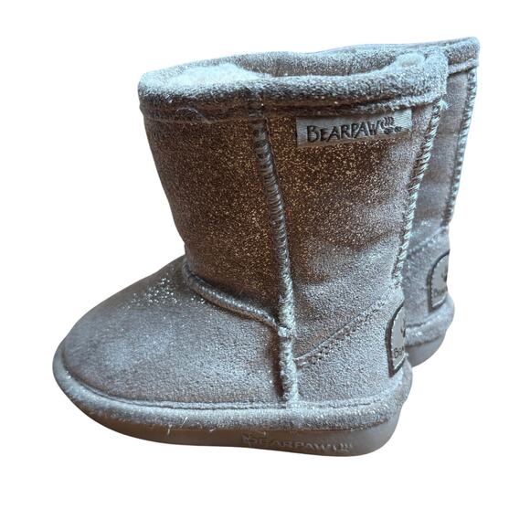 Bearpaw suede gold glitter slip on wool lined winter boot SIZE 5 - Picture 6 of 6